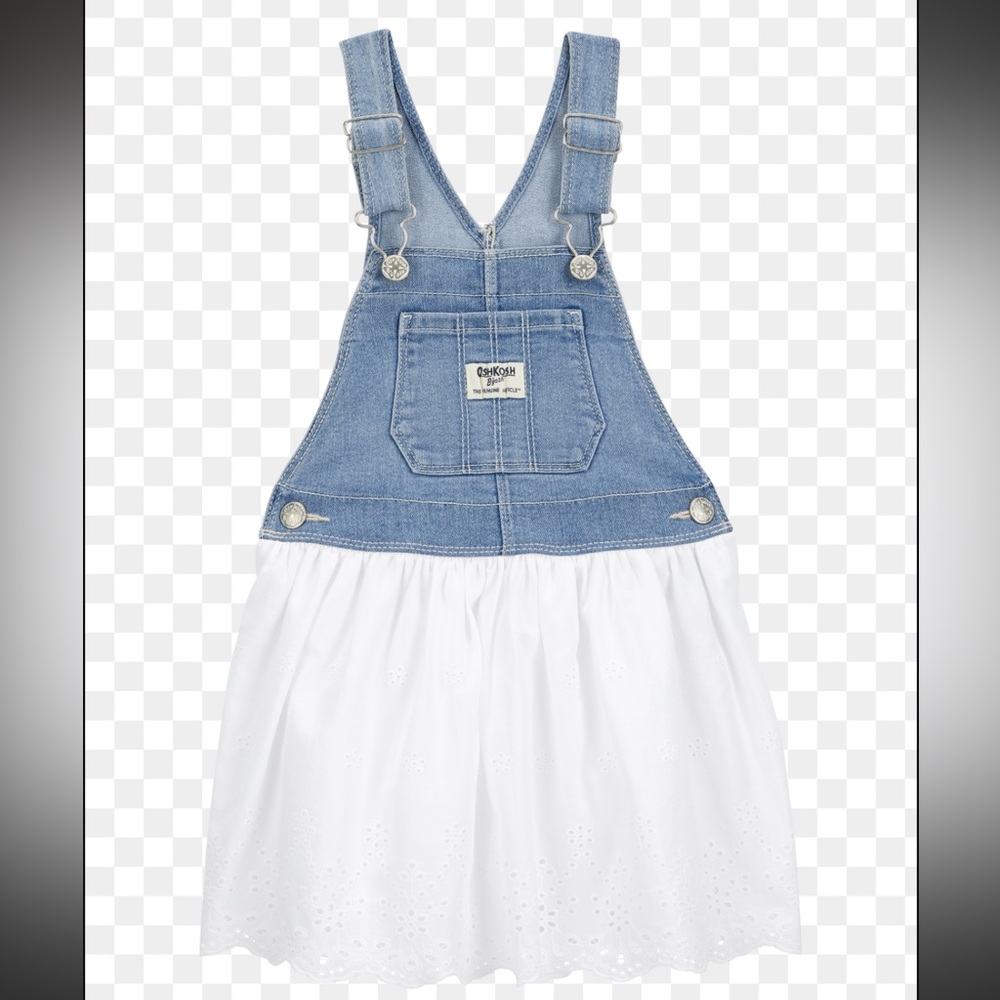 OshKosh B'gosh Denim and White Eyelet Overall Dress